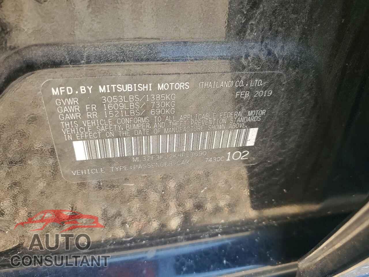 MITSUBISHI MIRAGE 2019 - ML32F3FJ2KHF13690
