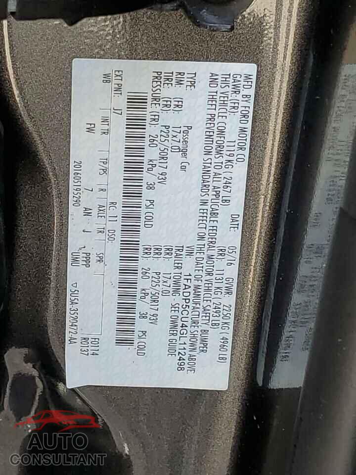 FORD CMAX 2016 - 1FADP5CU4GL112498