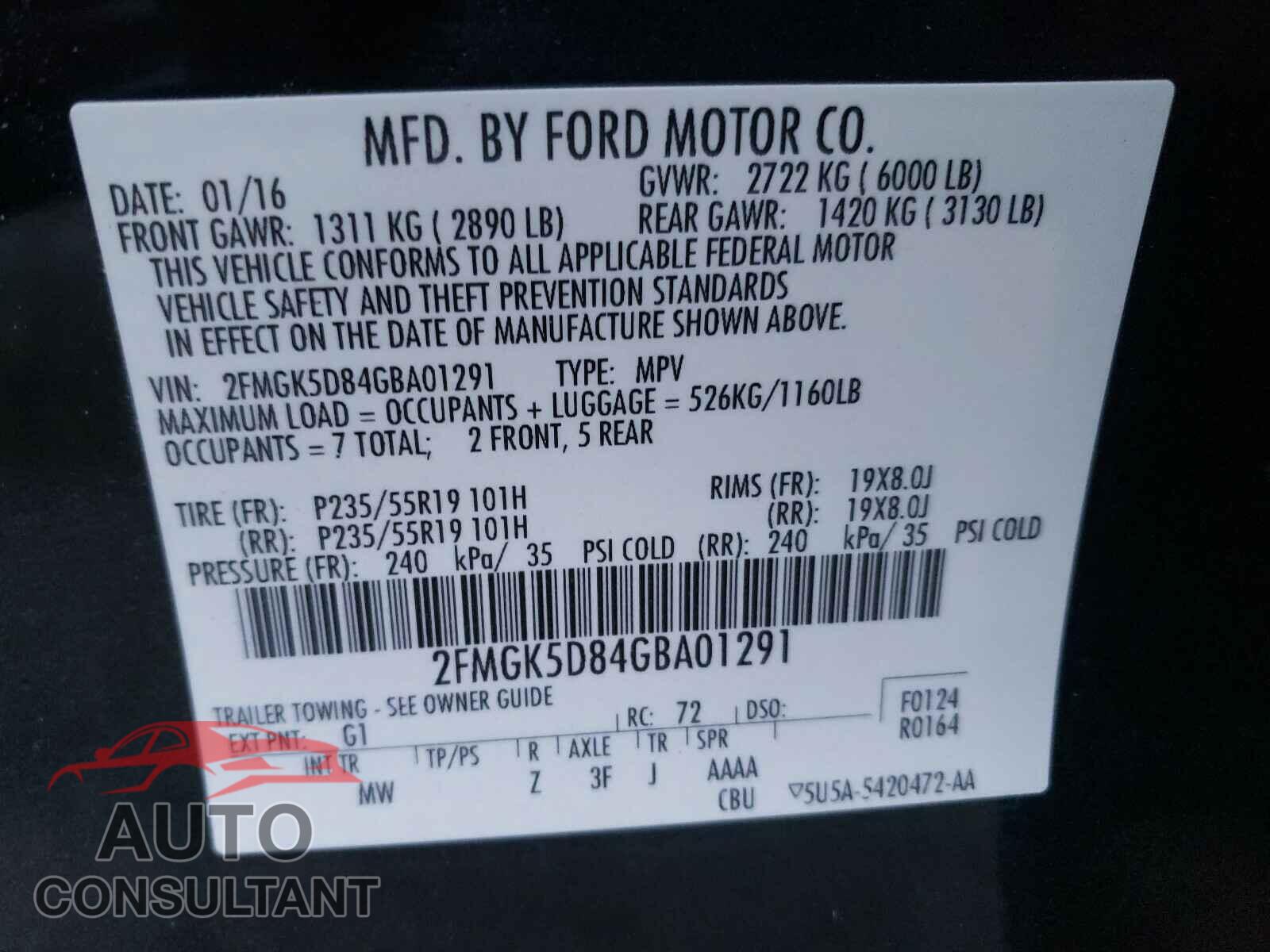 FORD FLEX 2016 - 2FMGK5D84GBA01291