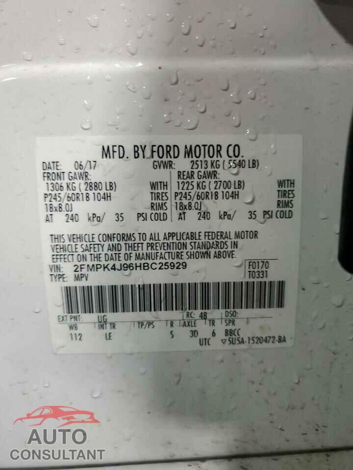 FORD EDGE 2017 - 2FMPK4J96HBC25929