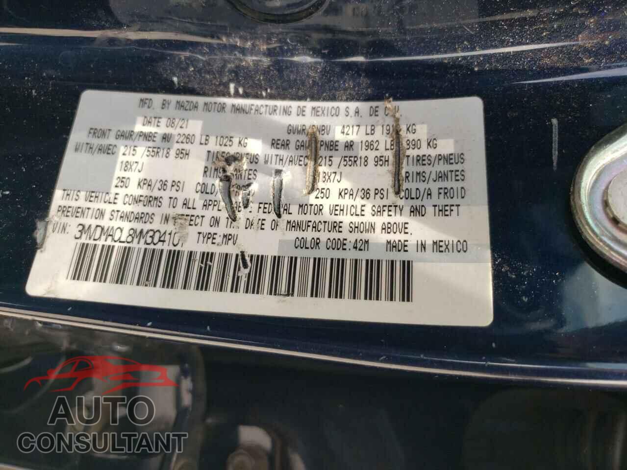 MAZDA CX30 2021 - 3MVDMACL8MM304101