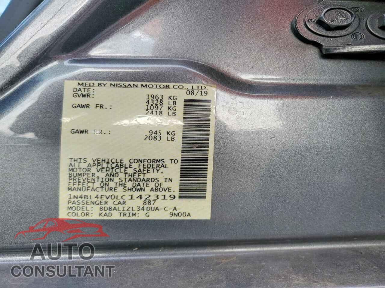 NISSAN ALTIMA 2020 - 1N4BL4EV0LC142319