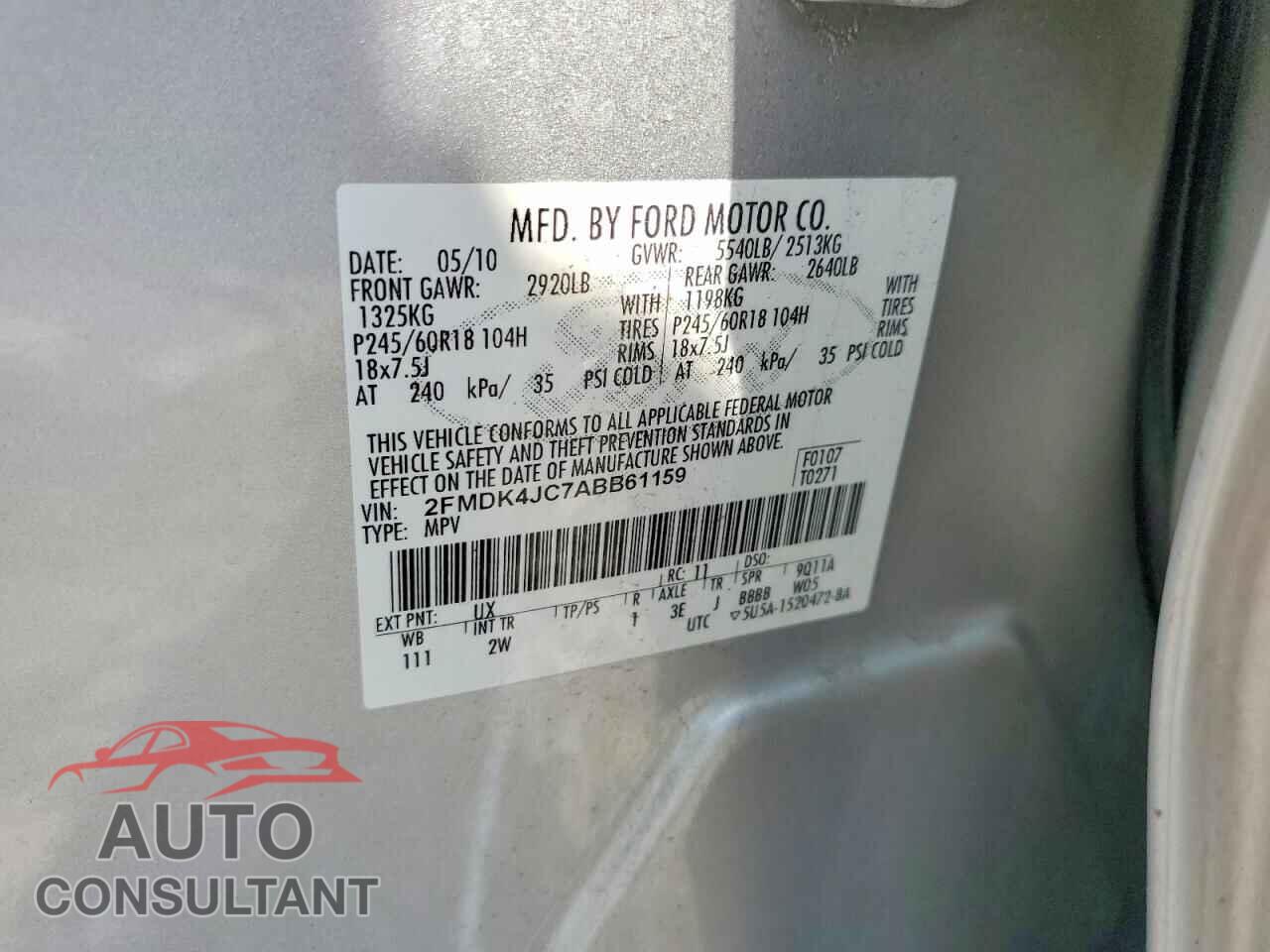 FORD EDGE 2010 - 2FMDK4JC7ABB61159