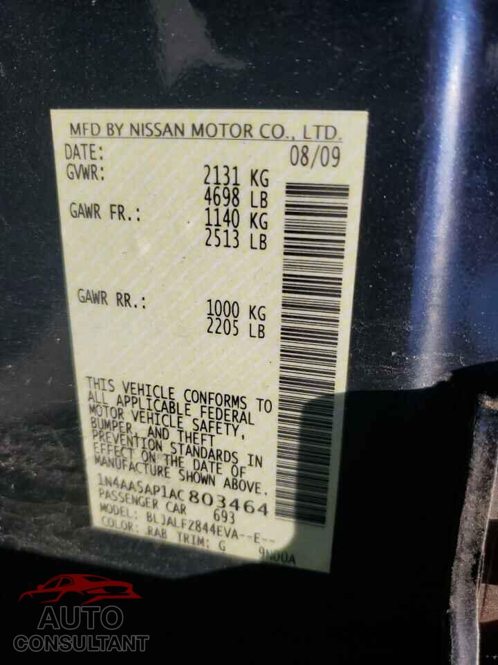 NISSAN MAXIMA 2010 - 1N4AA5AP1AC803464