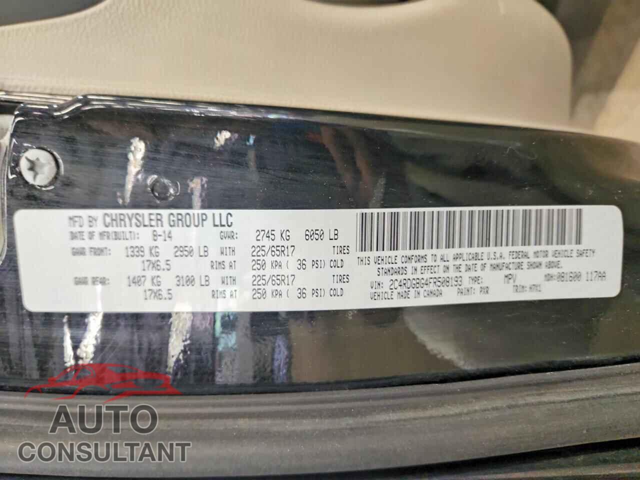 DODGE CARAVAN 2015 - 2C4RDGBG4FR508193