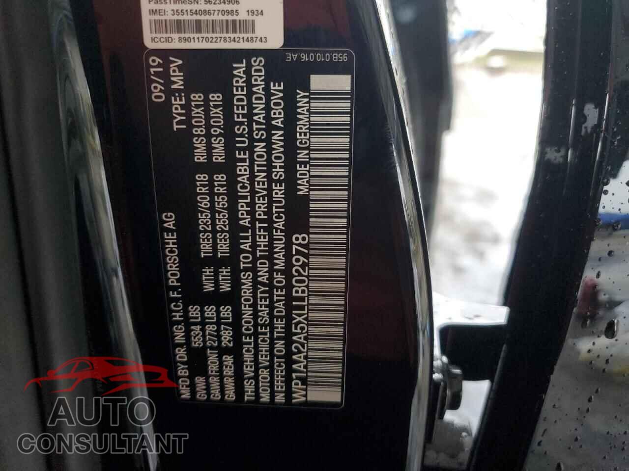 PORSCHE MACAN 2020 - WP1AA2A5XLLB02978