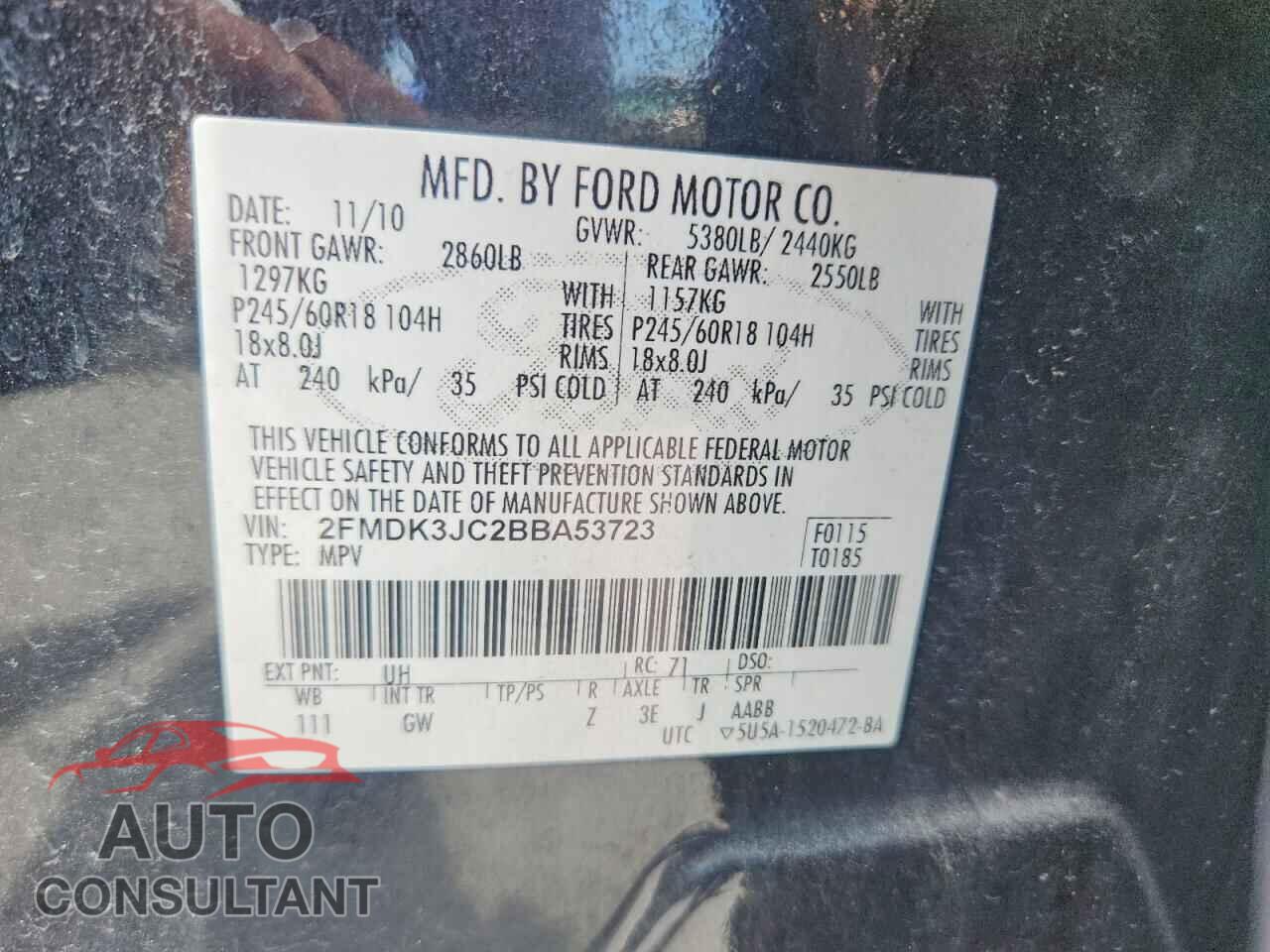 FORD EDGE 2011 - 2FMDK3JC2BBA53723