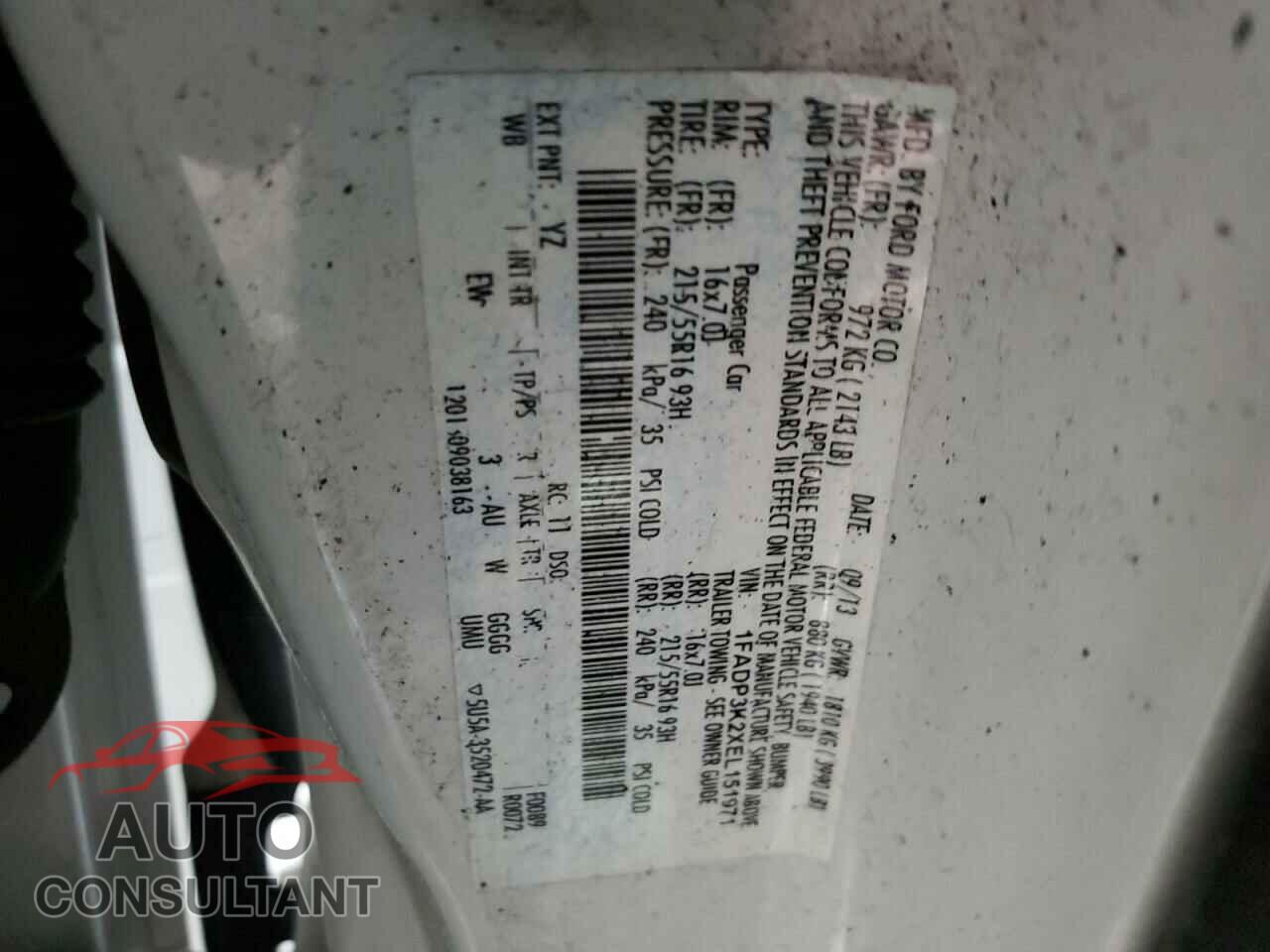 FORD FOCUS 2014 - 1FADP3K2XEL151971