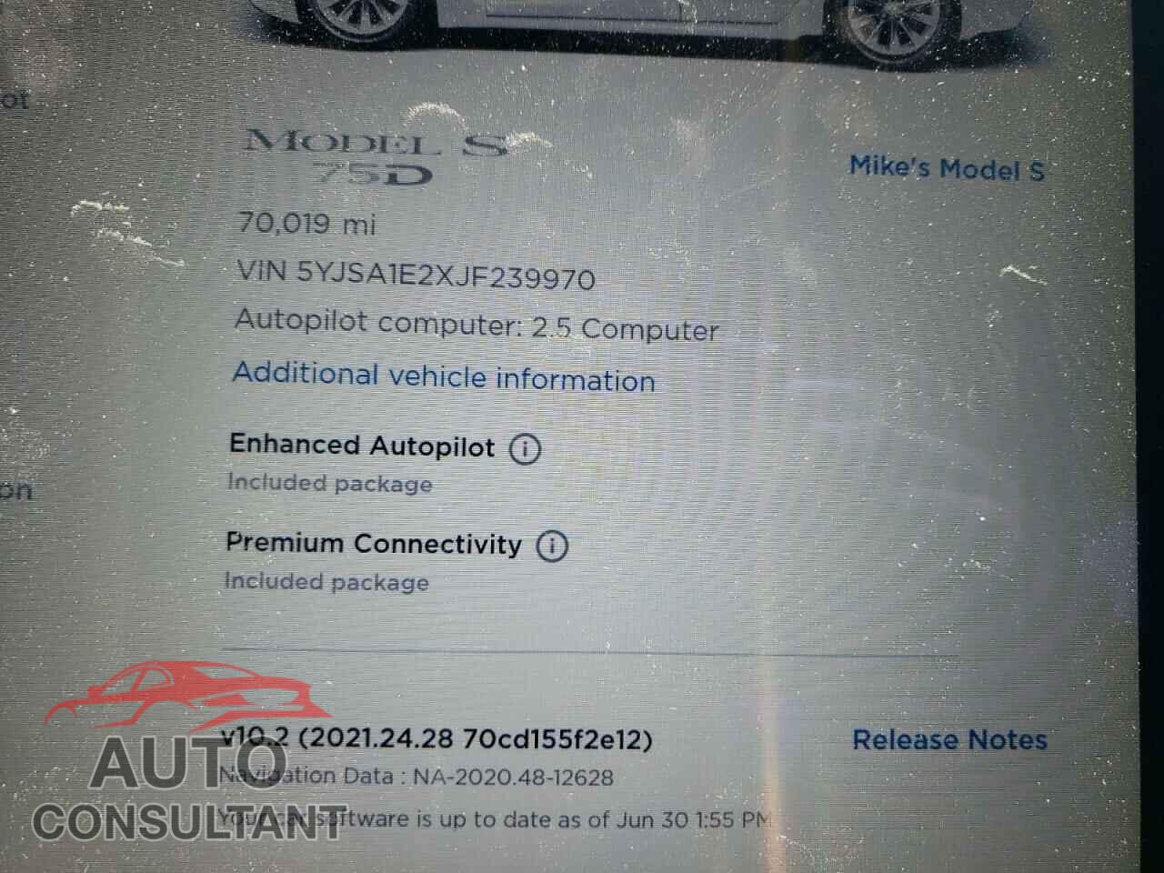 TESLA MODEL S 2018 - 5YJSA1E2XJF239970