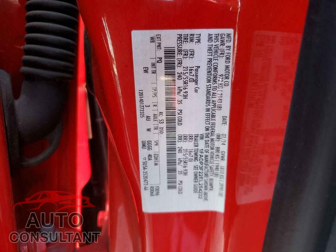 FORD FOCUS 2014 - 1FADP3F22EL254232
