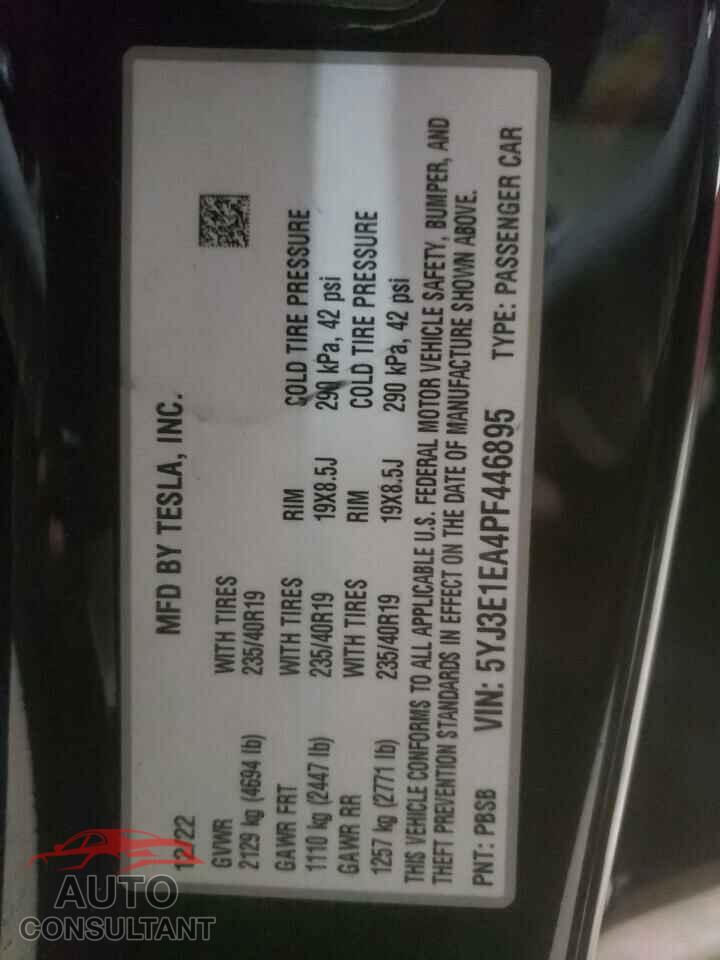 TESLA MODEL 3 2023 - 5YJ3E1EA4PF446895