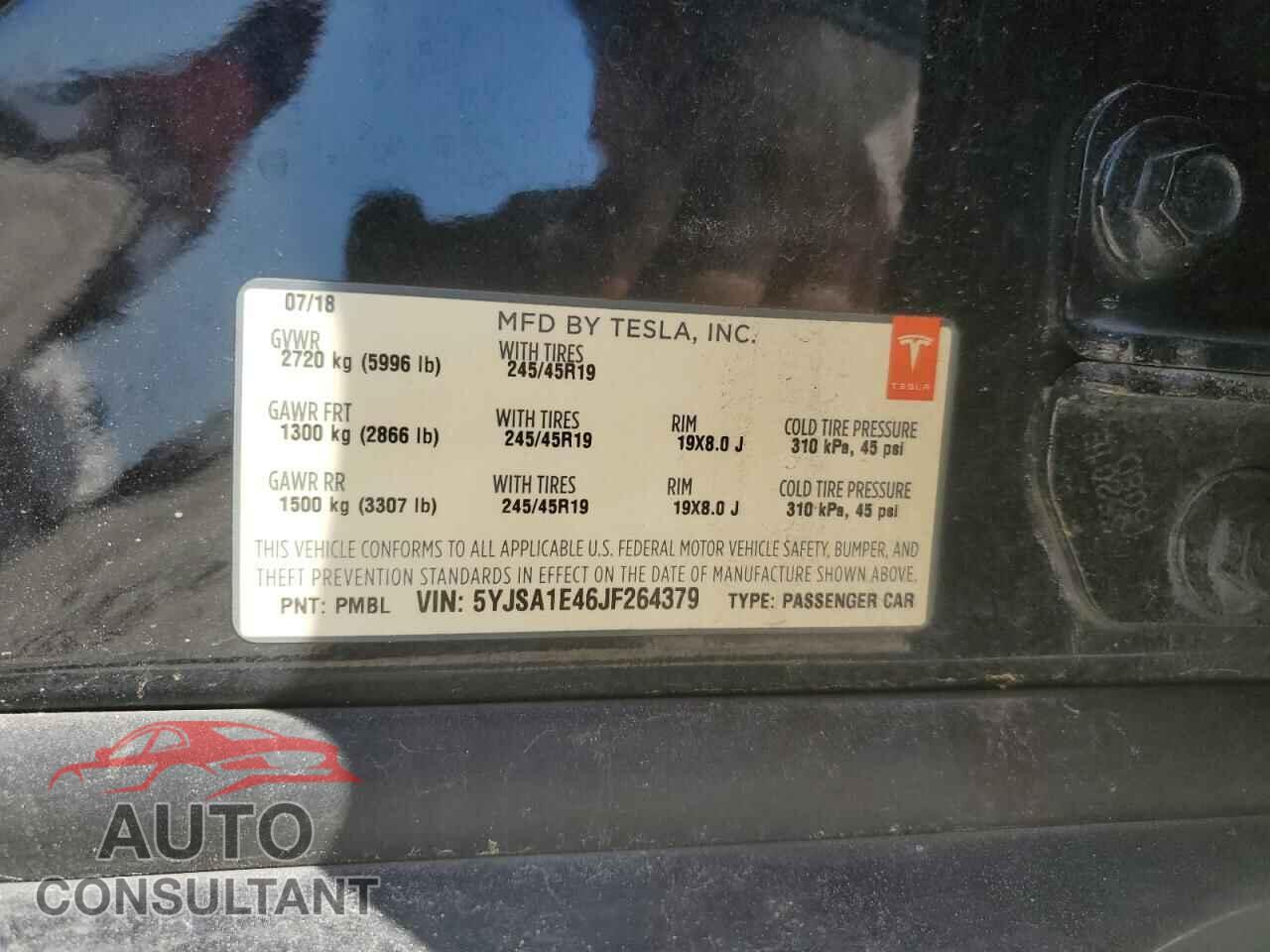 TESLA MODEL S 2018 - 5YJSA1E46JF264379