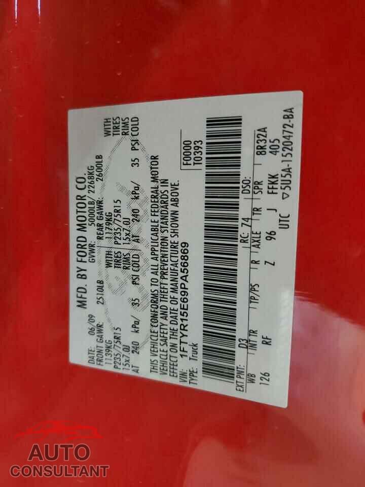 FORD RANGER 2009 - 1FTYR15E69PA56869