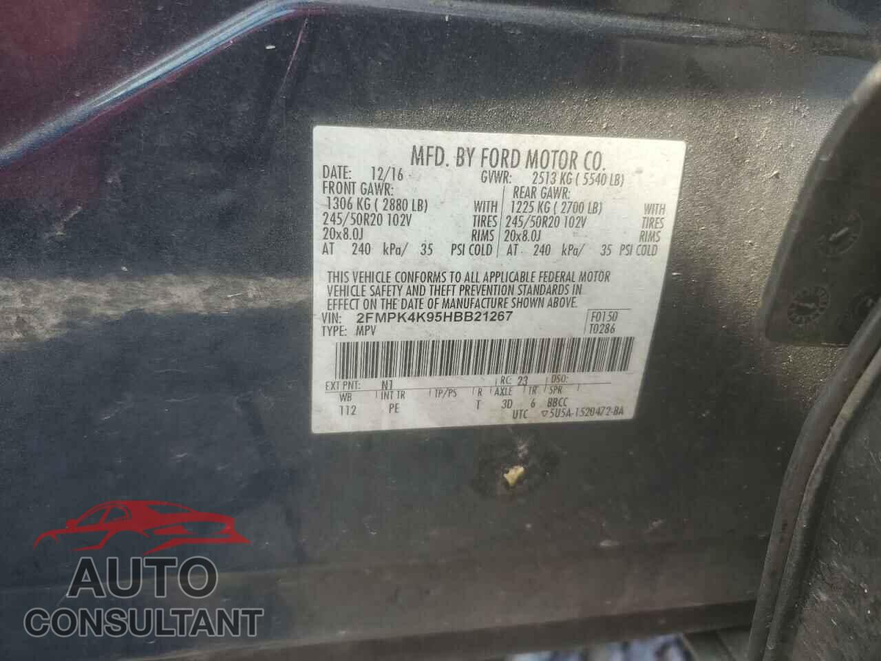 FORD EDGE 2017 - 2FMPK4K95HBB21267