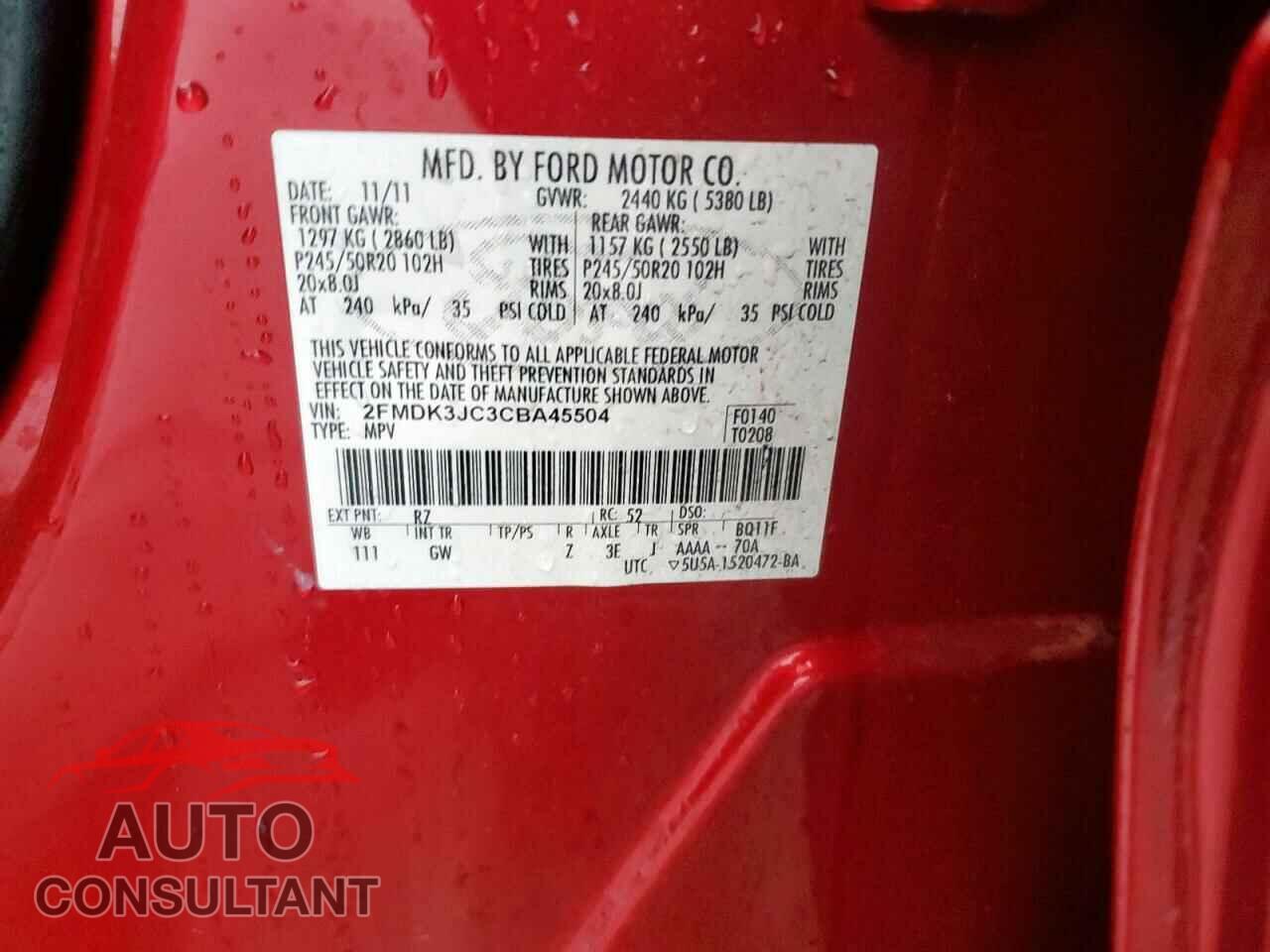 FORD EDGE 2012 - 2FMDK3JC3CBA45504