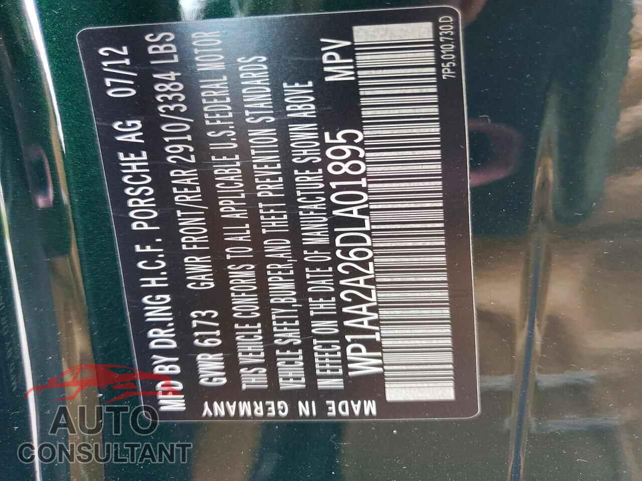 PORSCHE CAYENNE 2013 - WP1AA2A26DLA01895