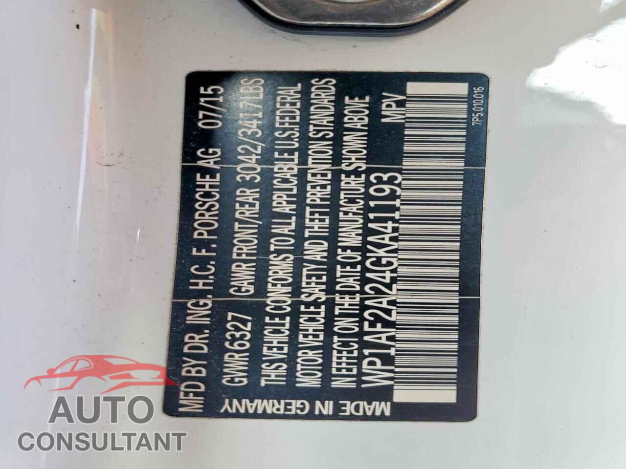 PORSCHE CAYENNE 2016 - WP1AF2A24GKA41193