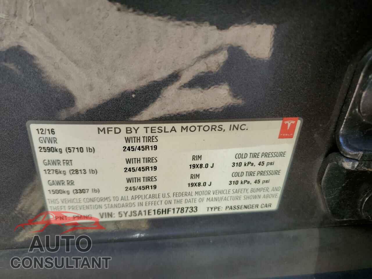 TESLA MODEL S 2017 - 5YJSA1E16HF178733