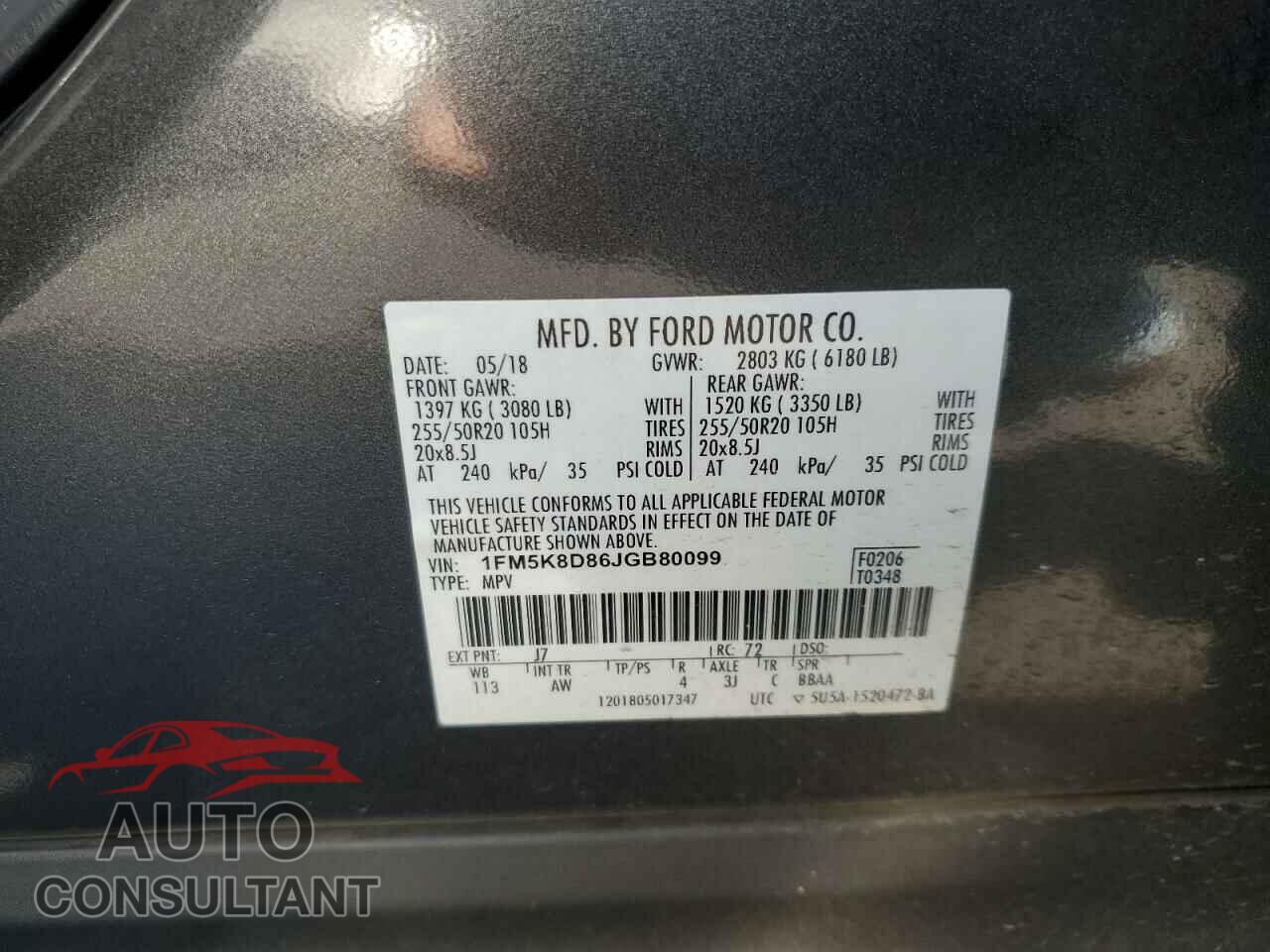 FORD EXPLORER 2018 - 1FM5K8D86JGB80099