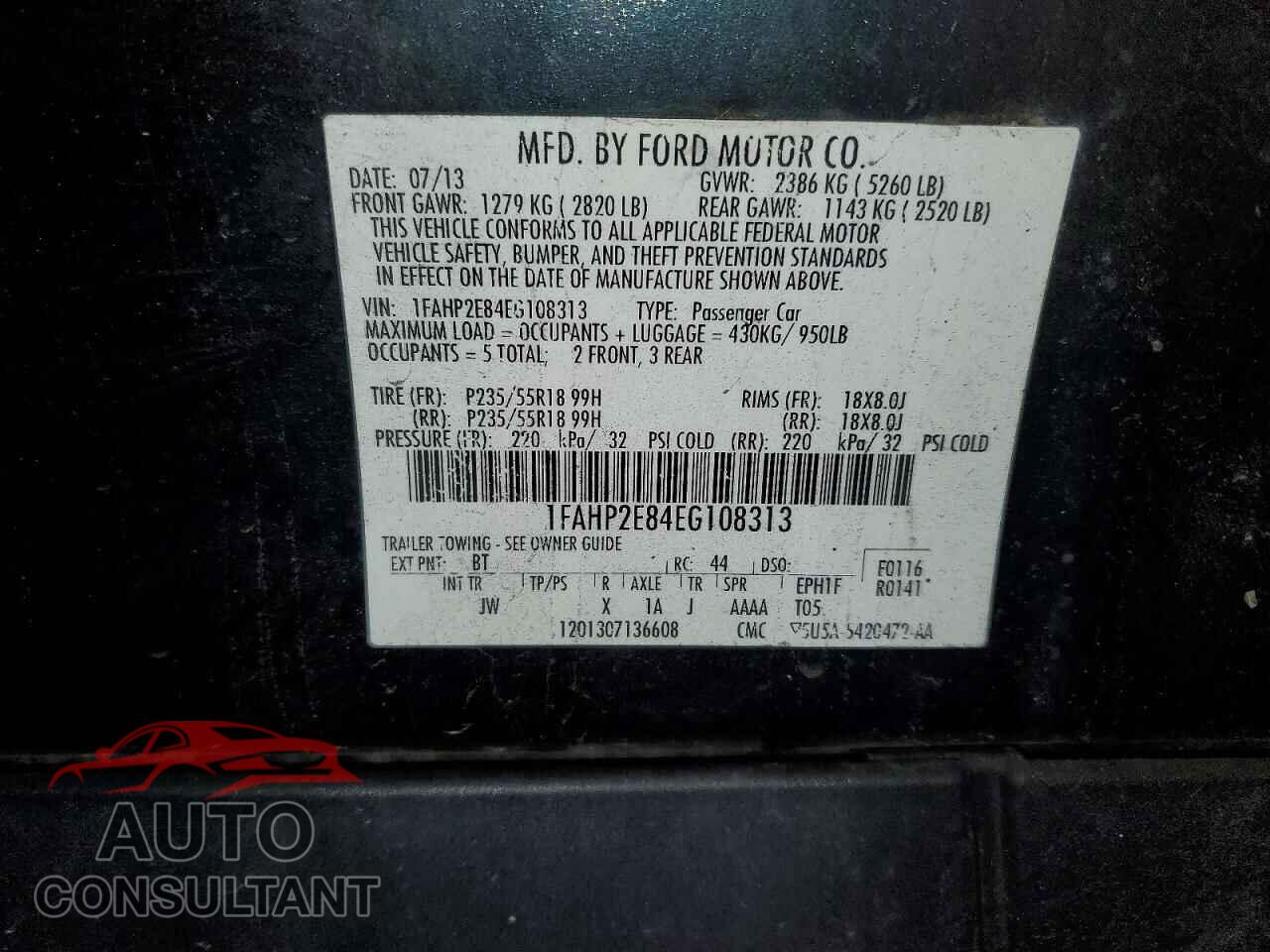 FORD TAURUS 2014 - 1FAHP2E84EG108313