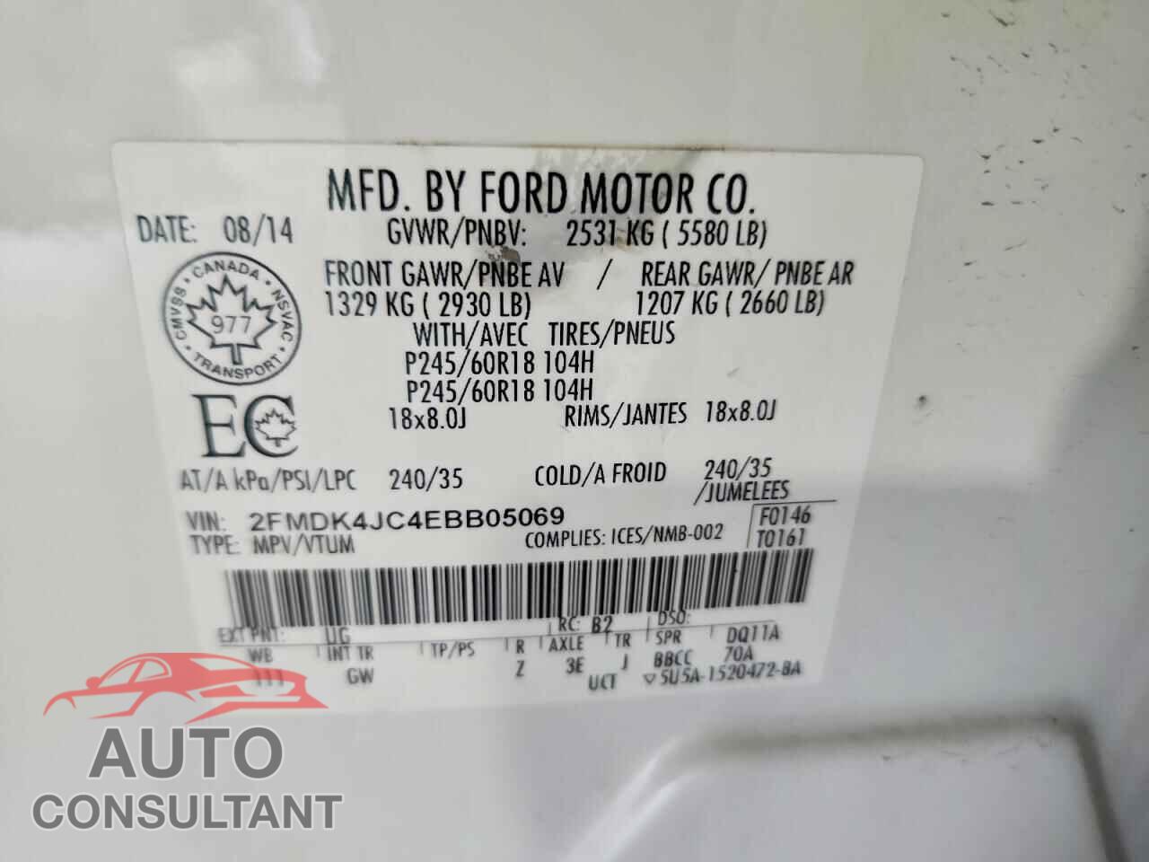 FORD EDGE 2014 - 2FMDK4JC4EBB05069
