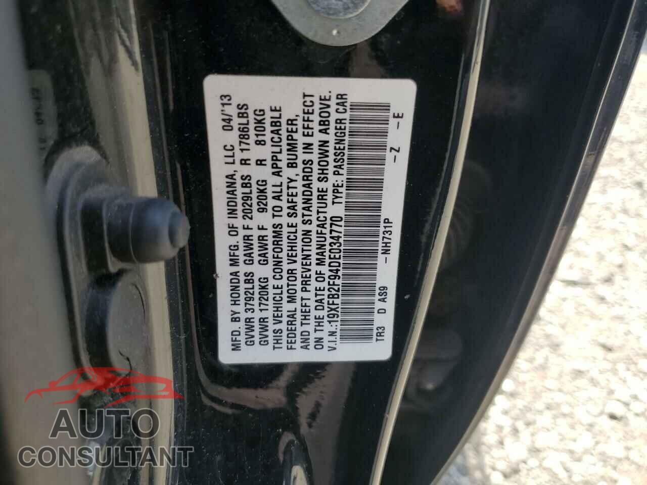HONDA CIVIC 2013 - 19XFB2F94DE034770