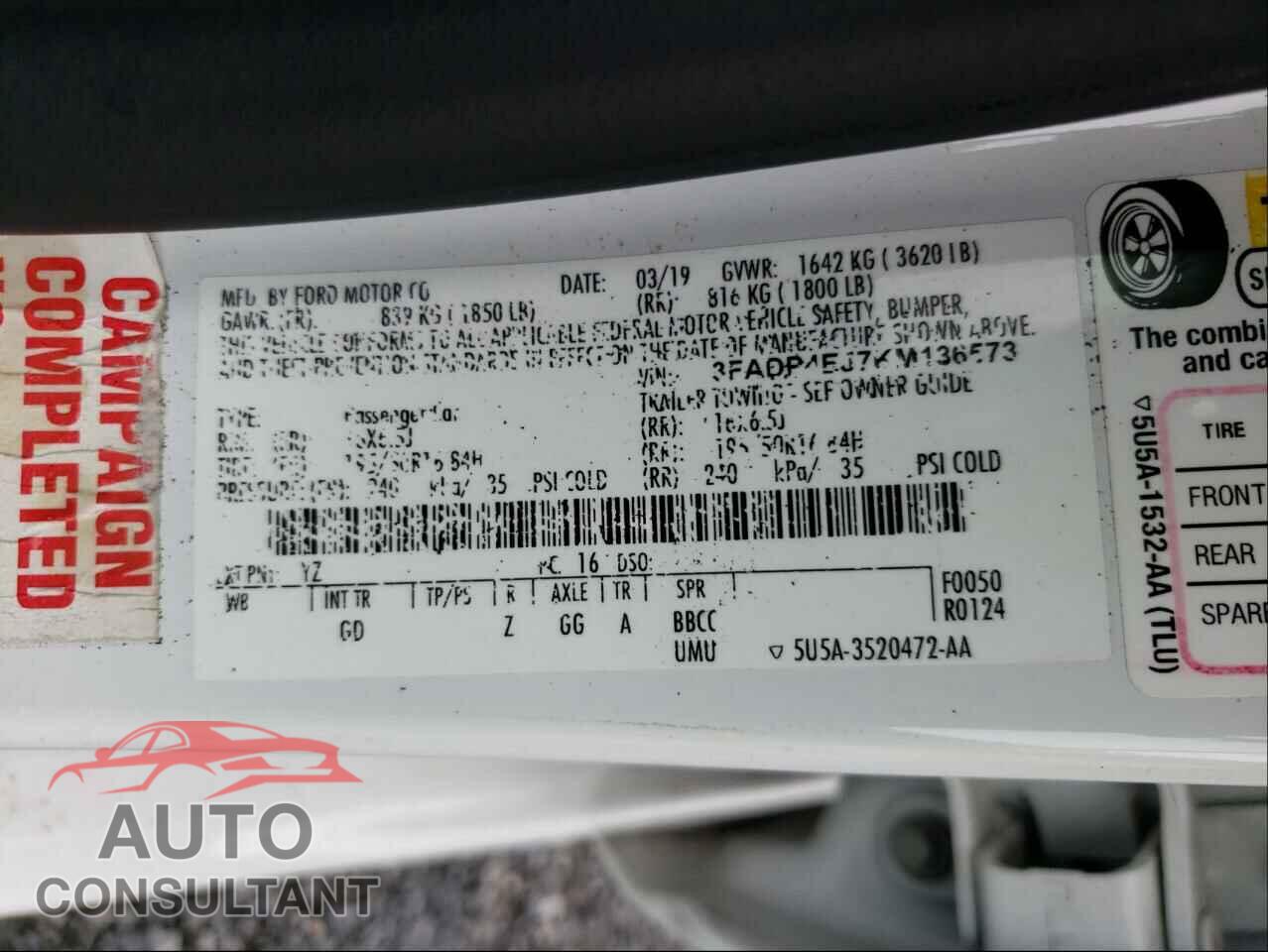 FORD FIESTA 2019 - 3FADP4EJ7KM136573