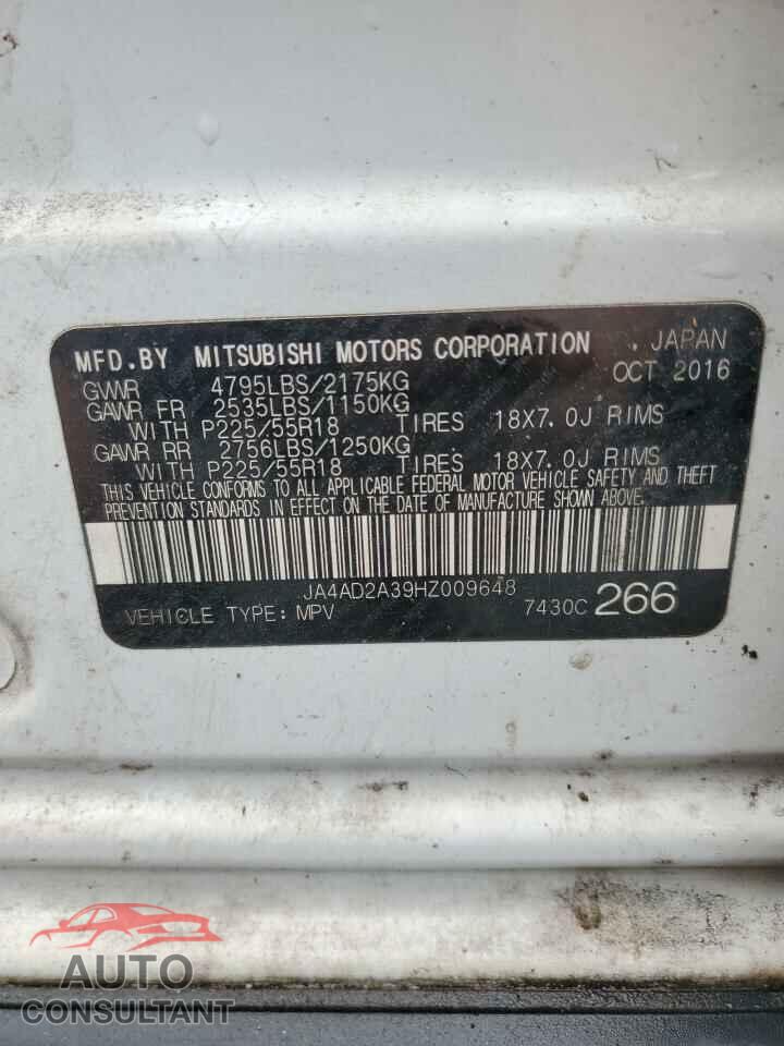 MITSUBISHI OUTLANDER 2017 - JA4AD2A39HZ009648