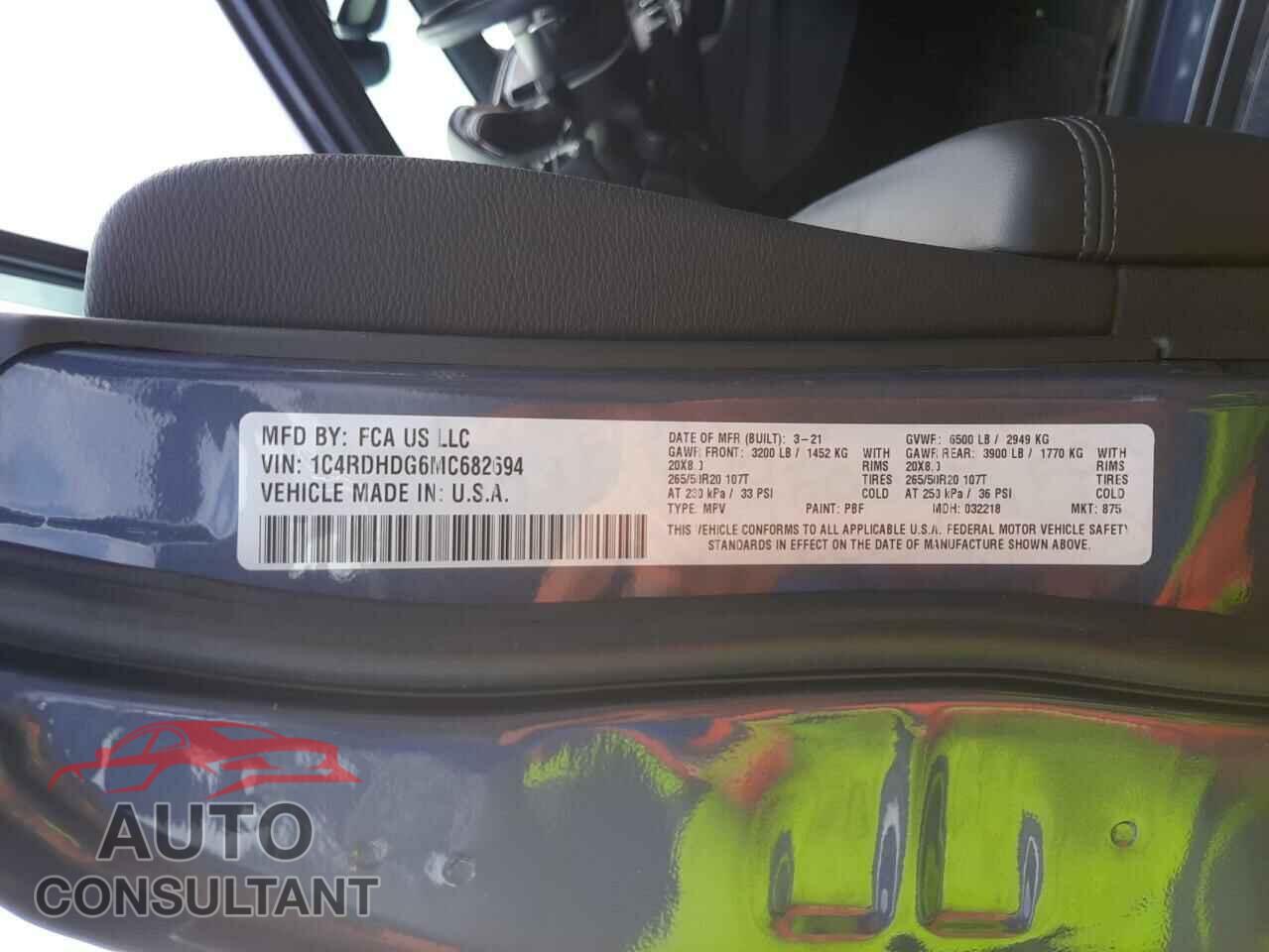 DODGE DURANGO 2021 - 1C4RDHDG6MC682694