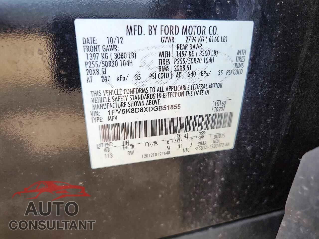 FORD EXPLORER 2013 - 1FM5K8D8XDGB51855