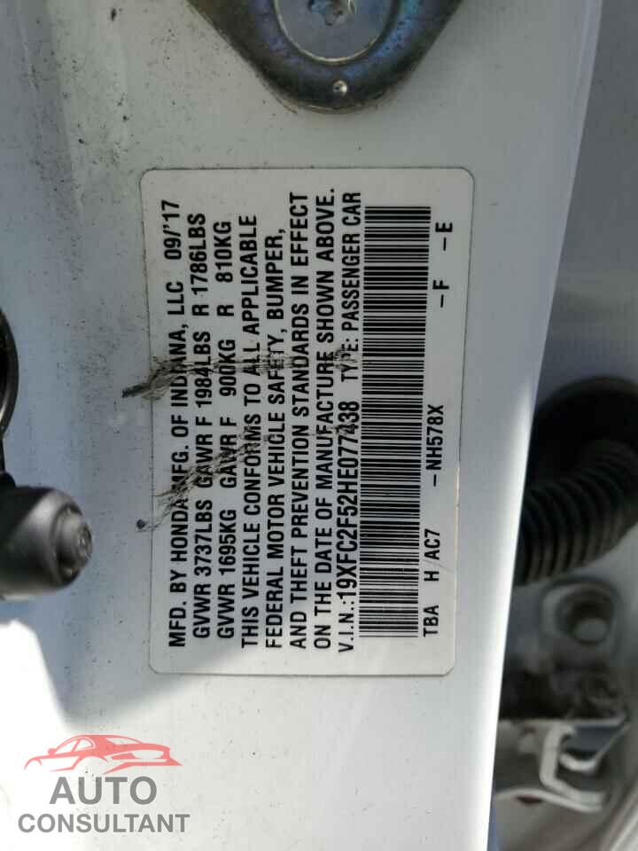 HONDA CIVIC 2017 - 19XFC2F52HE077438