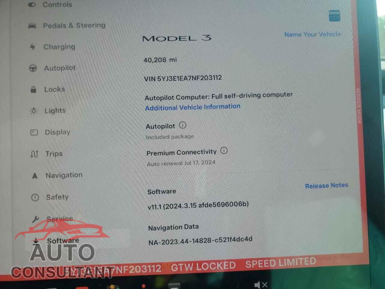 TESLA MODEL 3 2022 - 5YJ3E1EA7NF203112