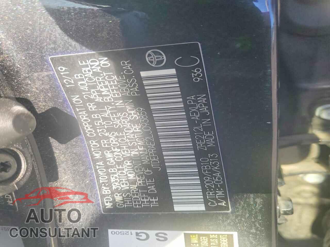 TOYOTA COROLLA 2020 - JTDEPRAE2LJ093859