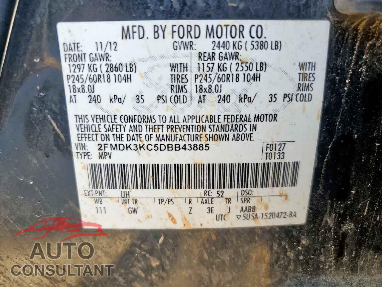 FORD EDGE 2013 - 2FMDK3KC5DBB43885