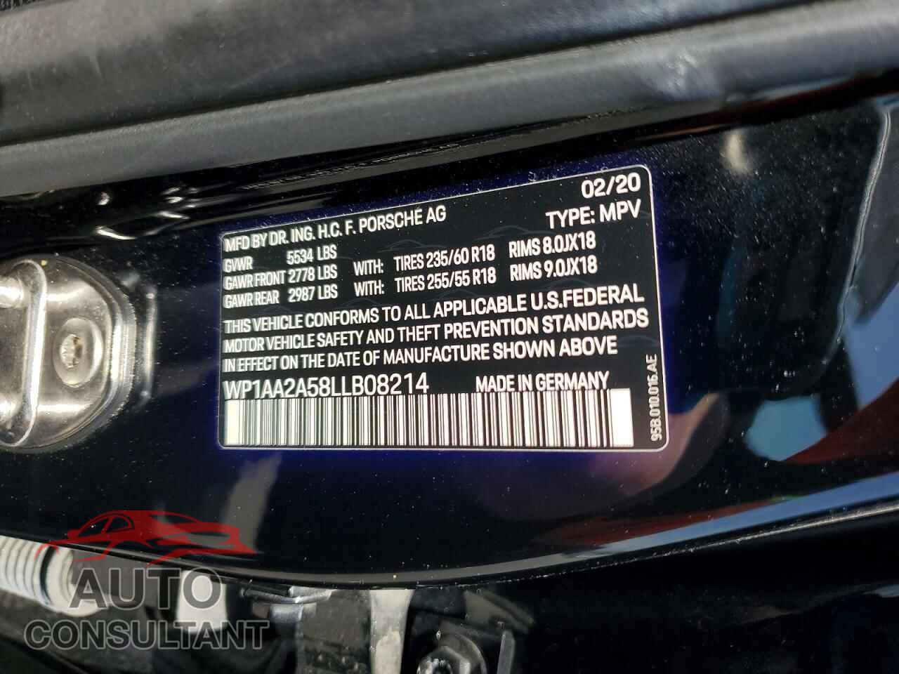 PORSCHE MACAN 2020 - WP1AA2A58LLB08214
