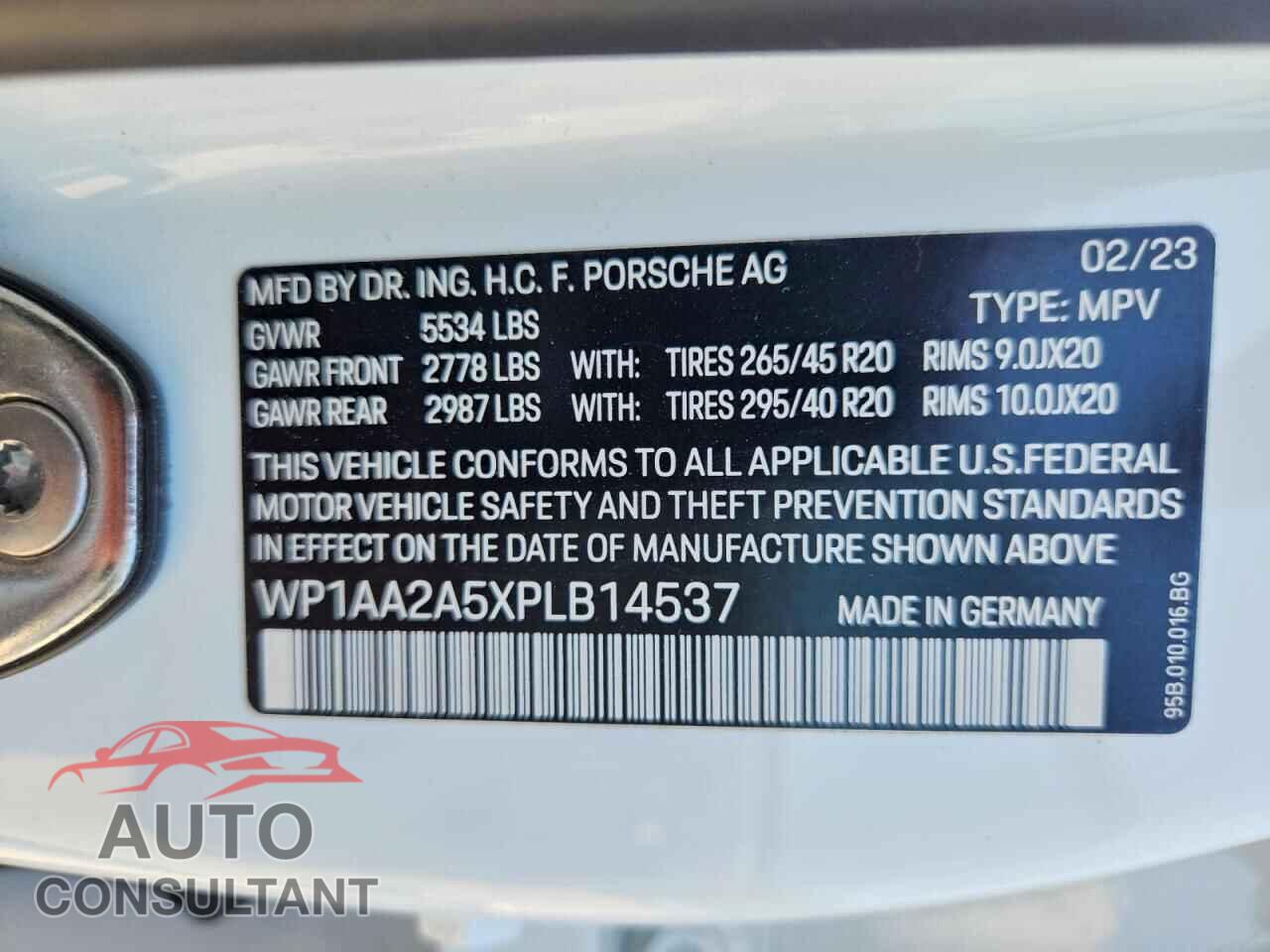 PORSCHE MACAN 2023 - WP1AA2A5XPLB14537