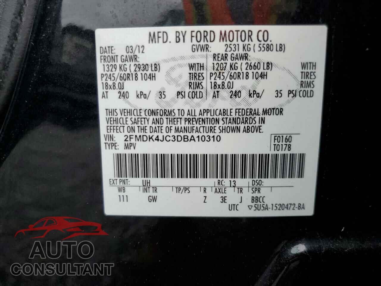 FORD EDGE 2013 - 2FMDK4JC3DBA10310