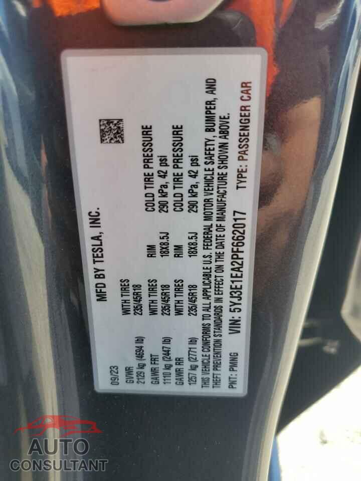 TESLA MODEL 3 2023 - 5YJ3E1EA2PF662017