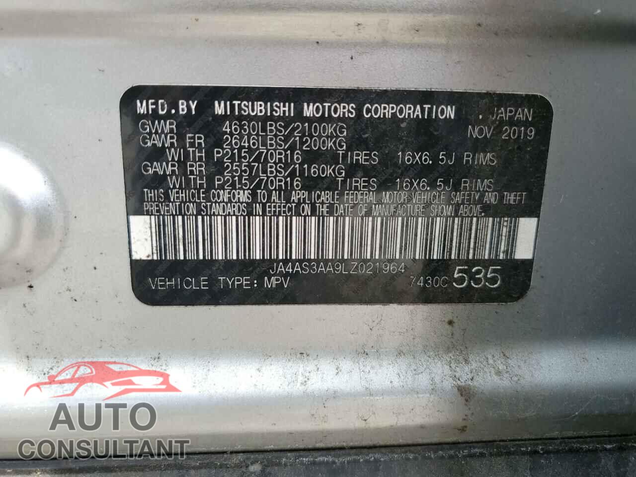 MITSUBISHI ECLIPSE 2020 - JA4AS3AA9LZ021964
