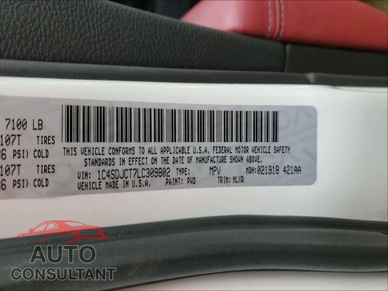 DODGE DURANGO 2020 - 1C4SDJCT7LC309802