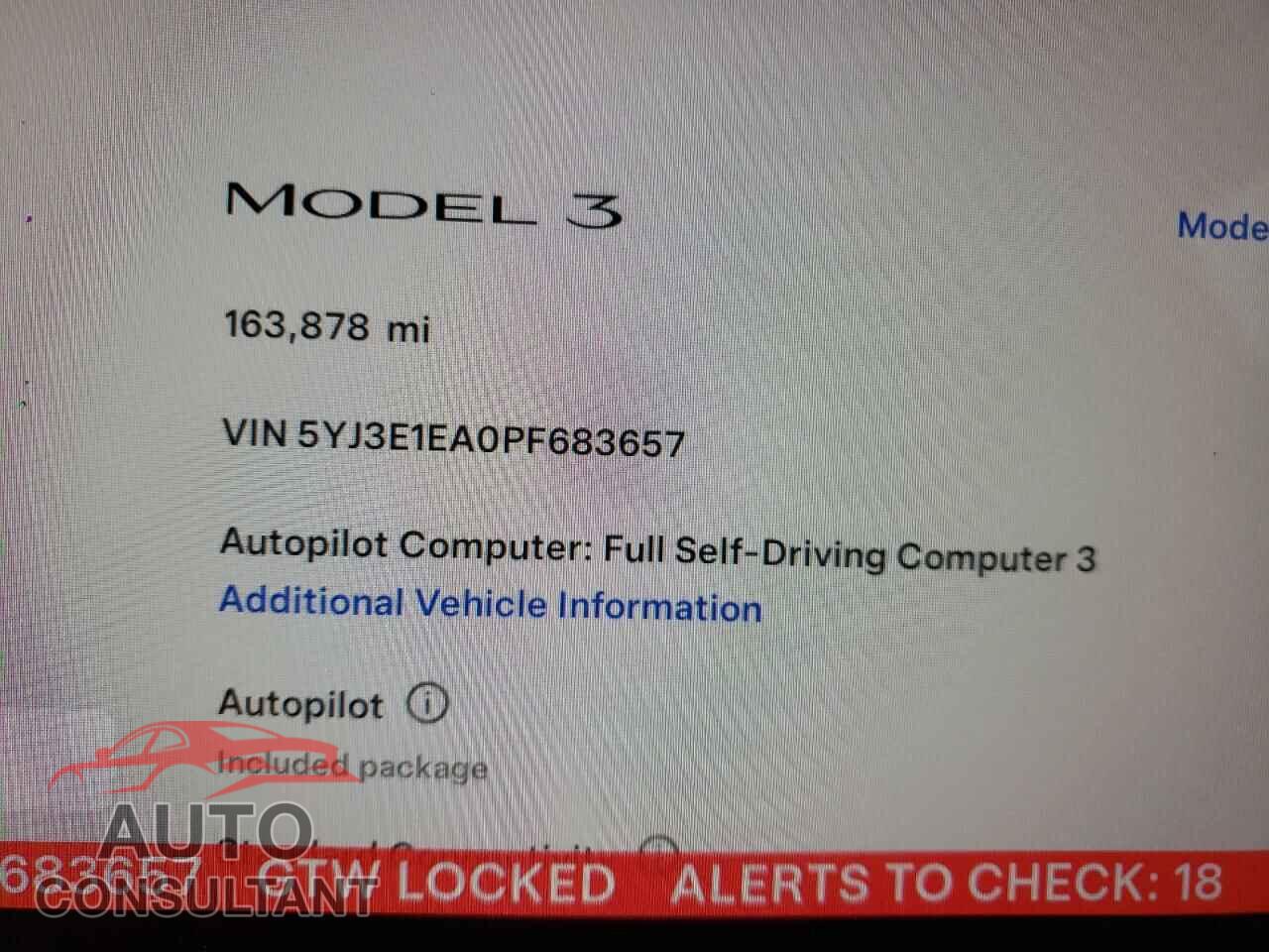 TESLA MODEL 3 2023 - 5YJ3E1EA0PF683657