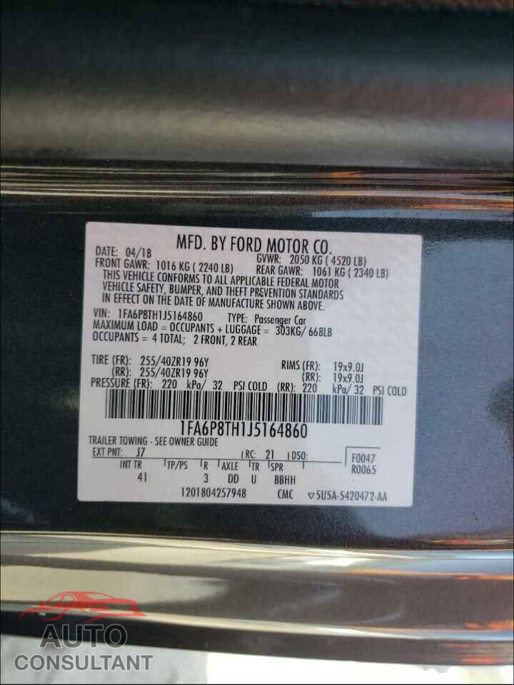 FORD MUSTANG 2018 - 1FA6P8TH1J5164860