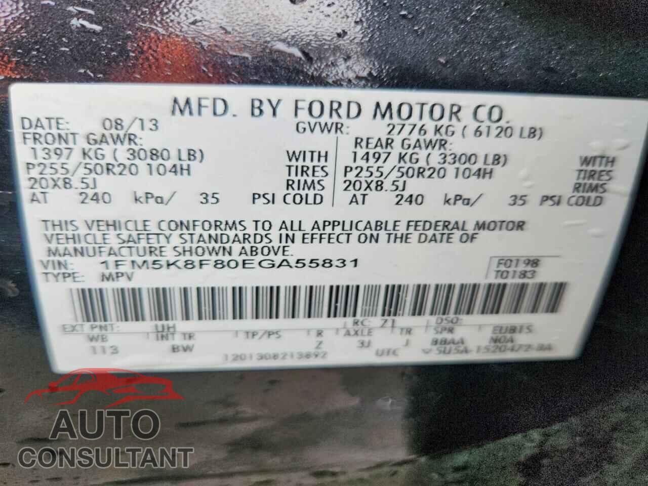 FORD EXPLORER 2014 - 1FM5K8F80EGA55831