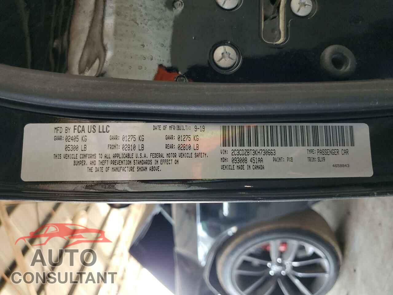 DODGE CHALLENGER 2019 - 2C3CDZBT3KH730663