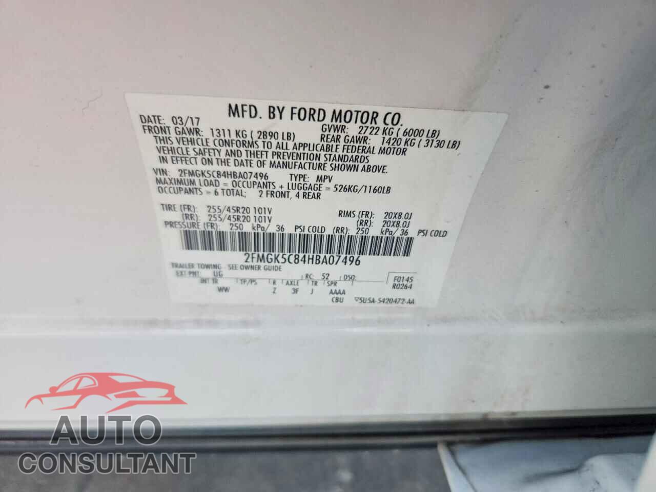 FORD FLEX 2017 - 2FMGK5C84HBA07496