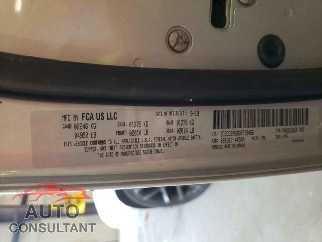 DODGE CHALLENGER 2019 - 2C3CDZAG6KH719466