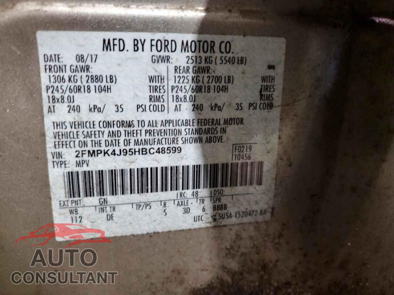 FORD EDGE 2017 - 2FMPK4J95HBC48599