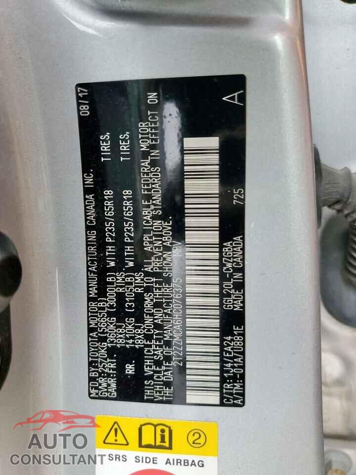 LEXUS RX350 2017 - 2T2ZZMCA6HC076375