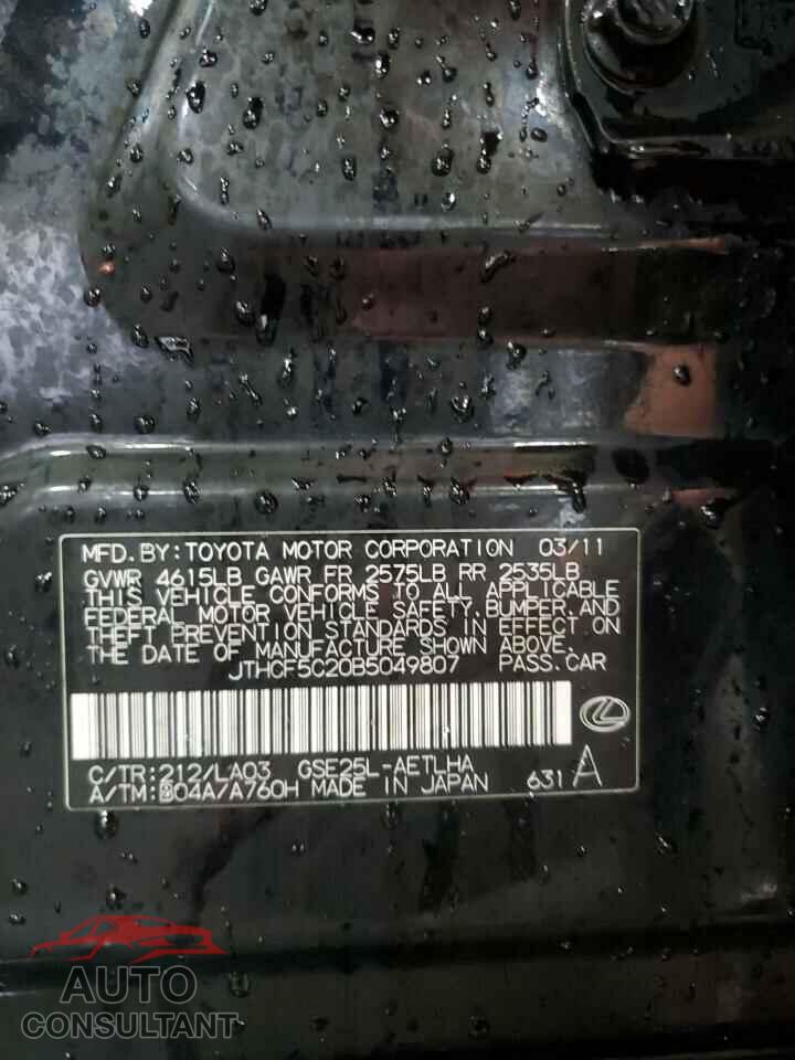 LEXUS IS 2011 - JTHCF5C20B5049807