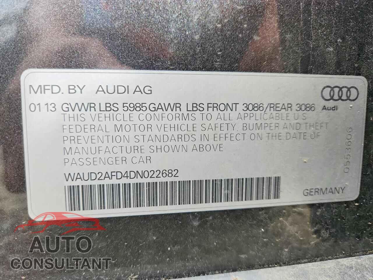 AUDI S8 2013 - WAUD2AFD4DN022682